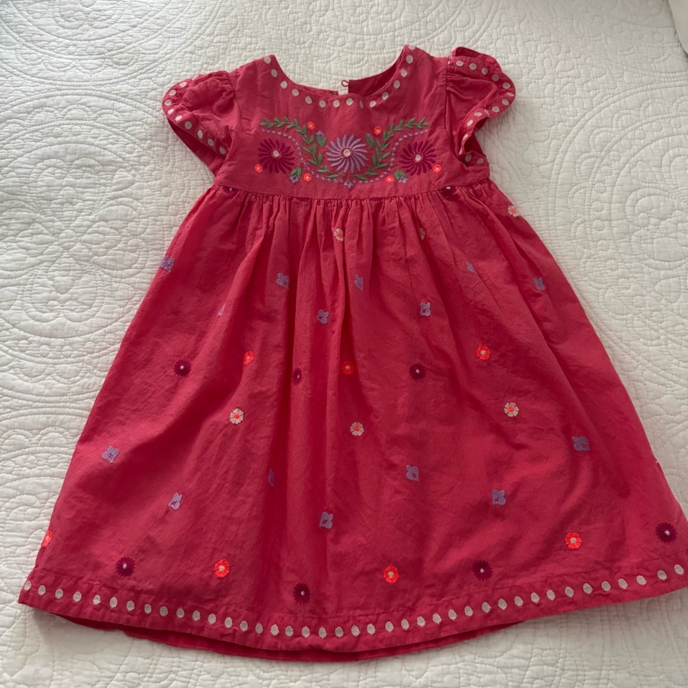 Mini Boden Pink Floral Embroidered Dress